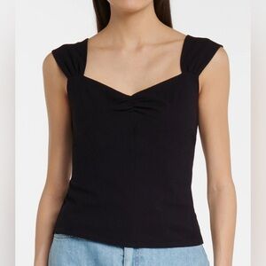 Vince stretch knit black tank top cami cropped